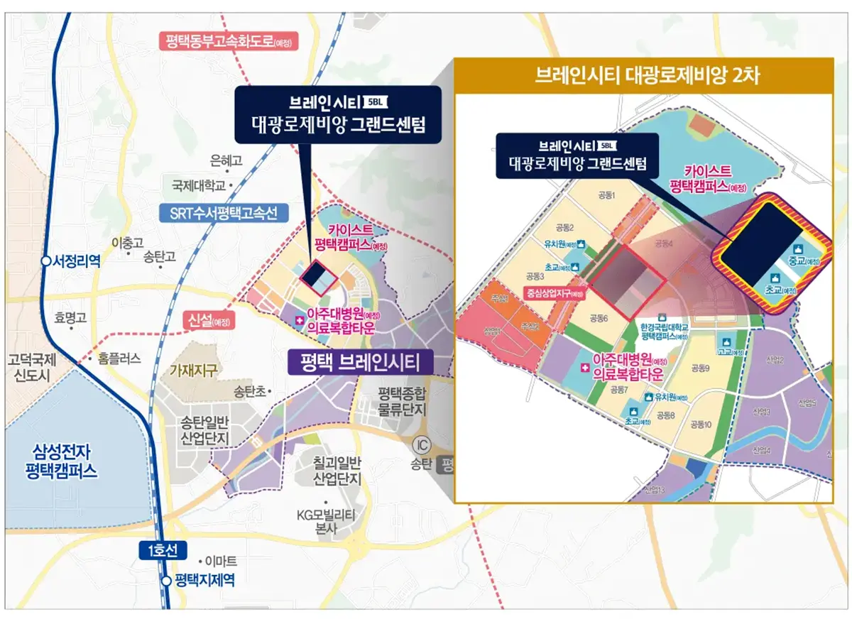 브레인시티 대광의 위치 및 지도를 보여줍니다